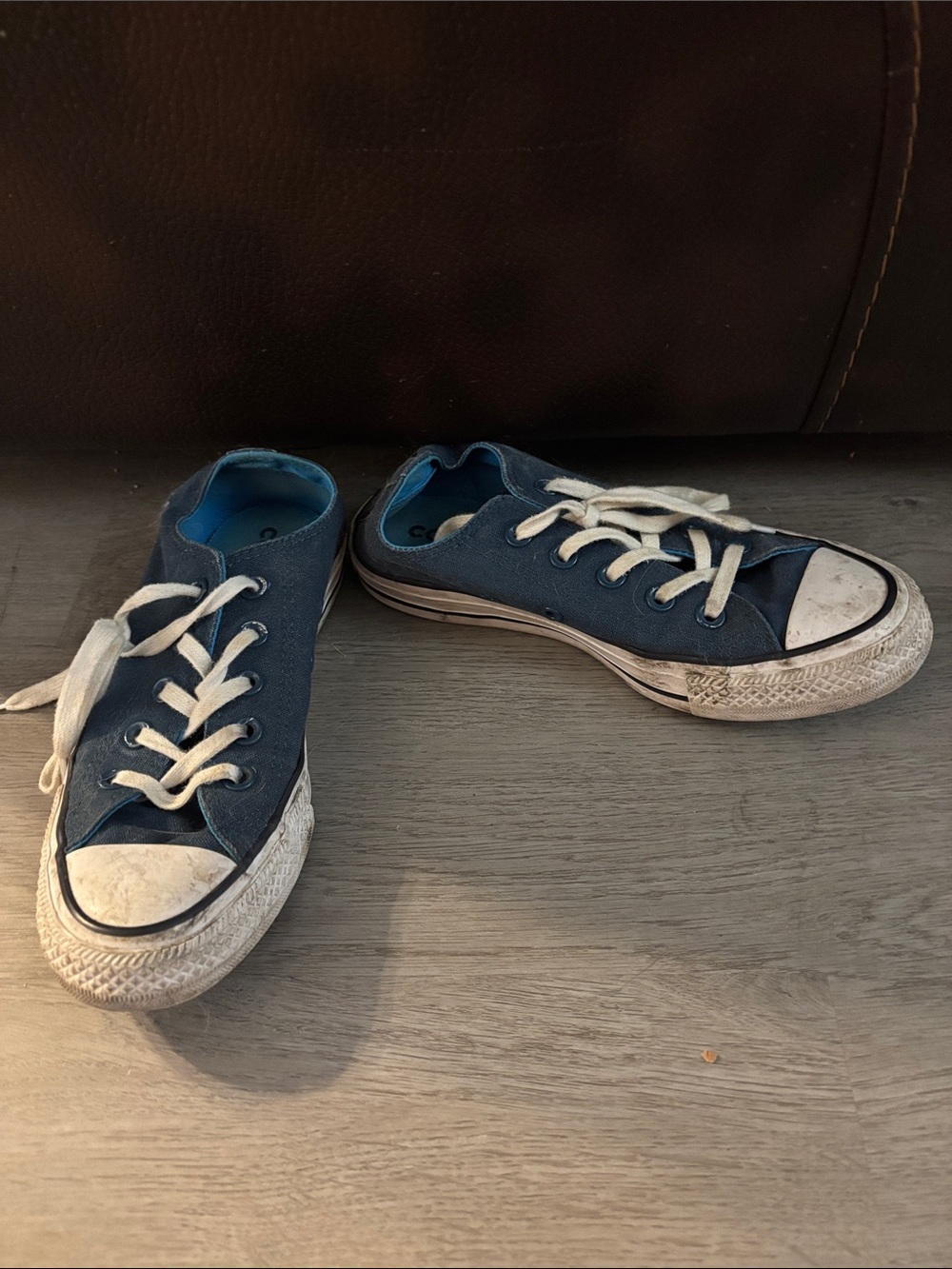 Converse Navy Blue Low-Top Canvas Sneakers with White Laces